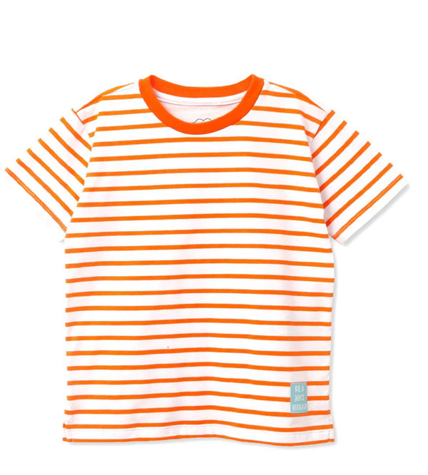 Camiseta niño naranja rayas Polito