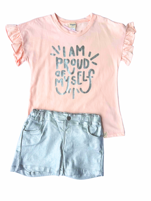 Conjunto niña short plateado  petit.