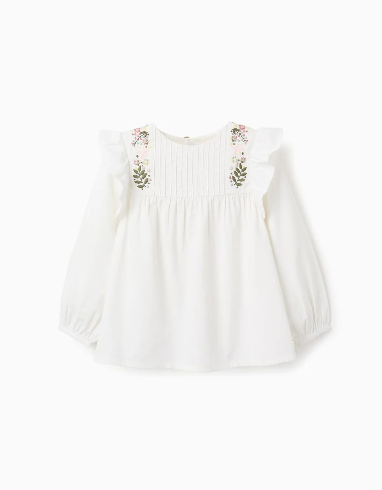 Blusa Niña Bordada Flores Zippy