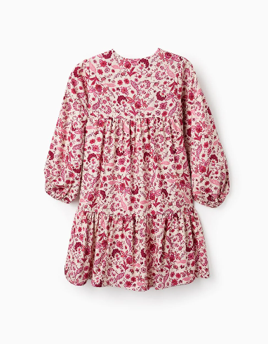 Vestido  Niña Flores Rosa Zippy